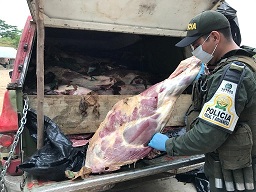 Dos y media tonelada de cárnicos de contrabando aprehendidos llegando a Cúcuta