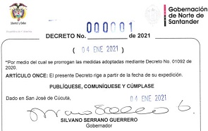 Ampliada prohibición de circular del 9 al 11 de enero y toque de queda en Norte de Santander