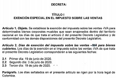 Tres días sin Iva en junio y julio 2020 en Colombia