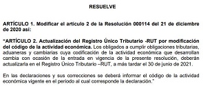 DIAN amplía plazo para actualizar actividades en el RUT
